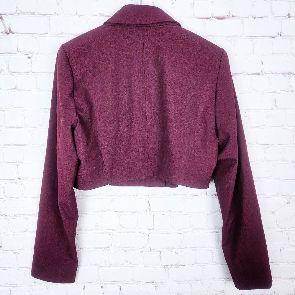 NWT HOUSE OF HARLOW 1960 Wine Button Career Cropped Blazer Jacket Women's Medium - Picture 4 of 6